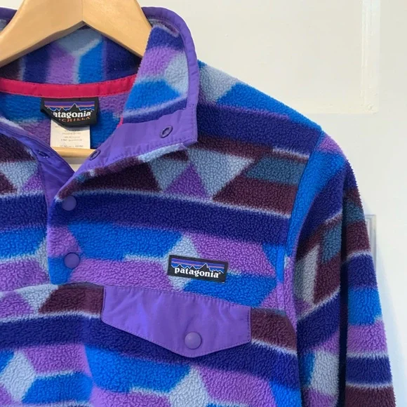 Patagonia Lightweight Synchilla Snap-T Fleece Pullover Purple Blue Aztec print - Picture 6 of 17